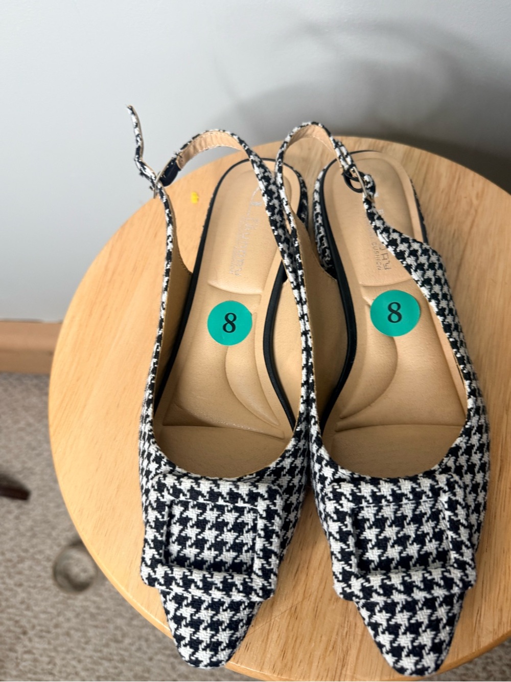 CL by Laundry Black & White Houndstooth Slingback Flats